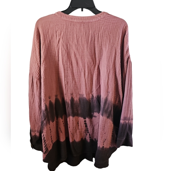 J. JILL COTTON  button down tie dye ombre summer beach top pink purple WT225 - Picture 7 of 7